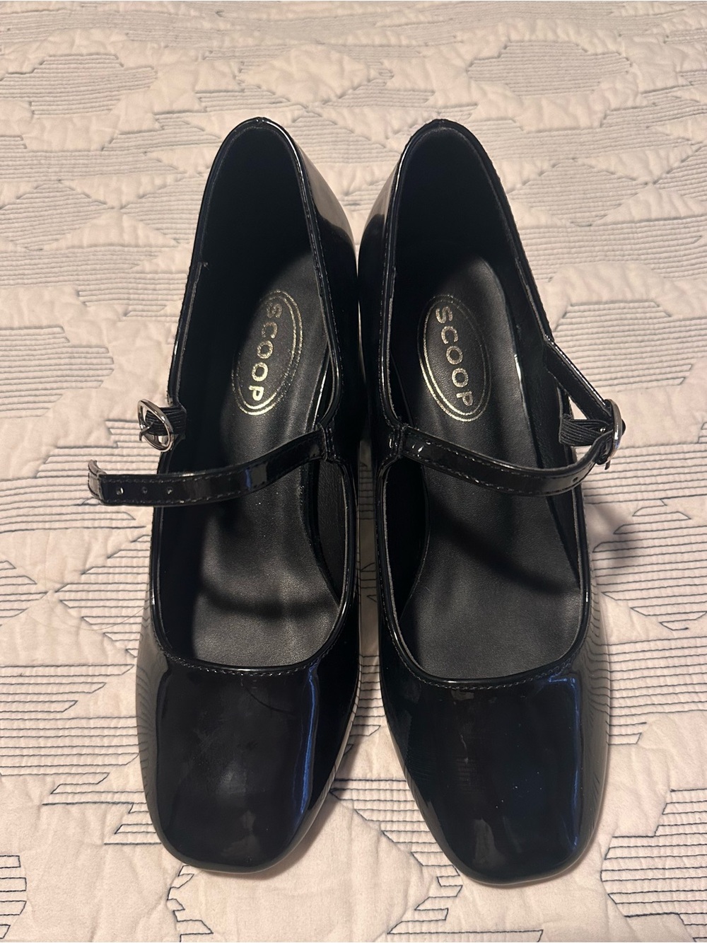 Scoop Black Patent Mary Jane shoes with Buckle Strap